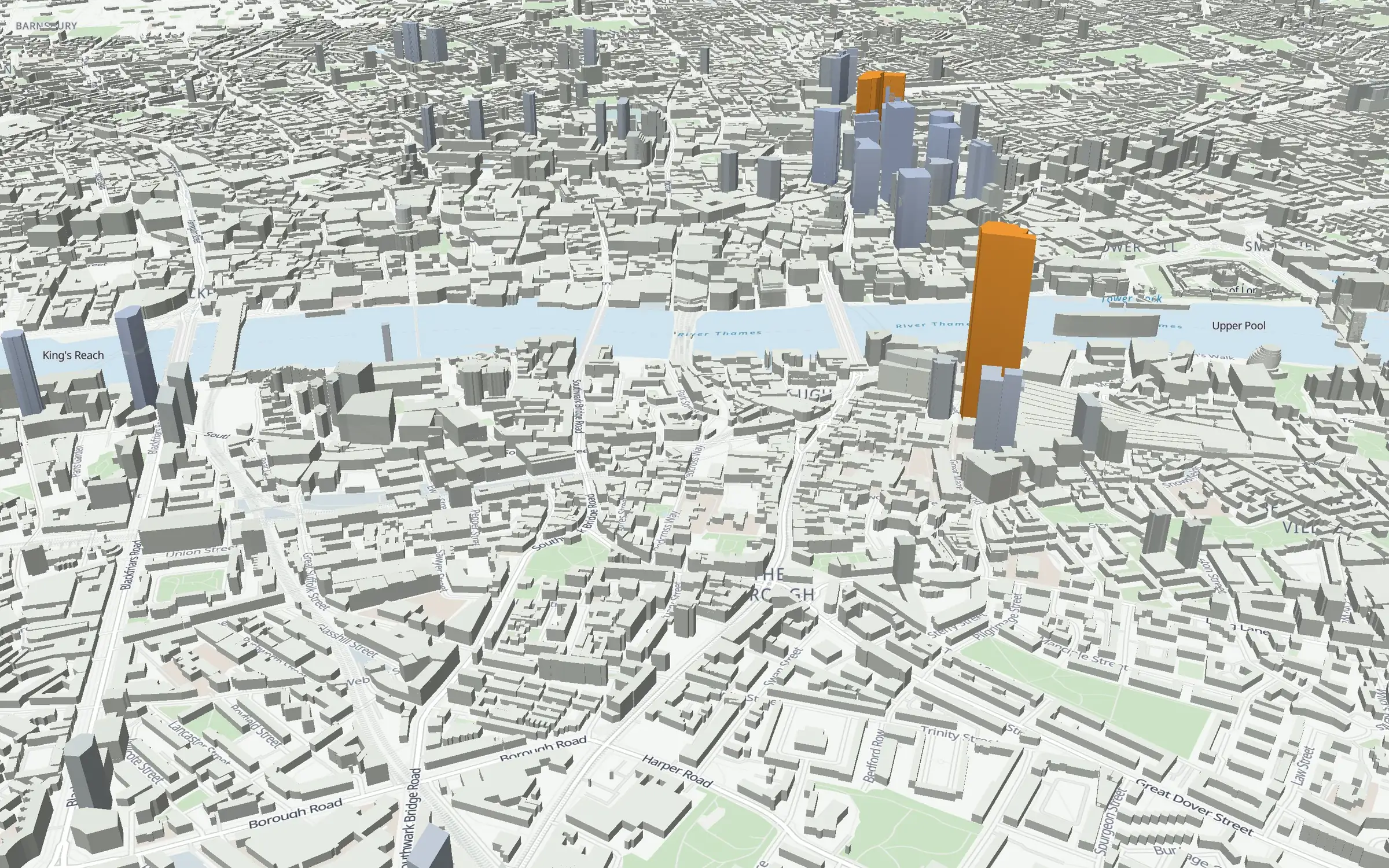 The Shard and the City of London in 3D across the Thames